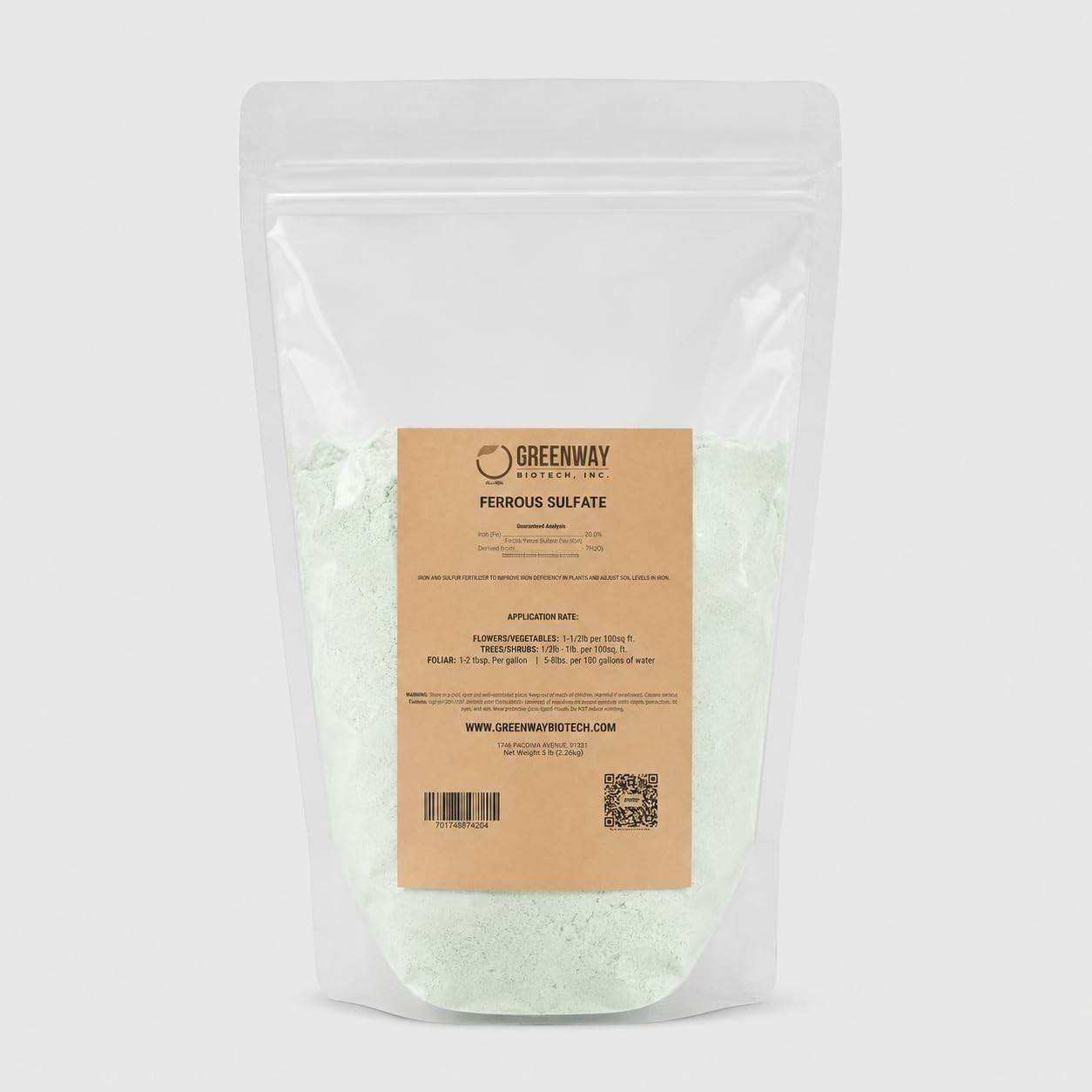 Organic Ferrous Sulfate Heptahydrate Fertilizer – 20% Iron, 12% Sulfur, 10 lbs