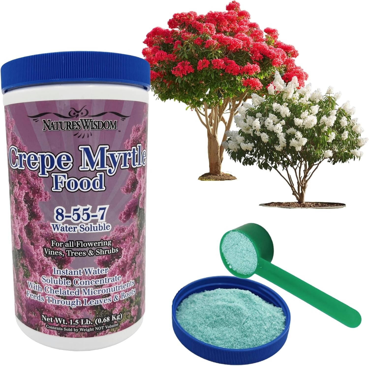 Crepe Myrtle Tree 8-55-7 Water Soluble Fertilizer Plant Food, Balanced Nutrient