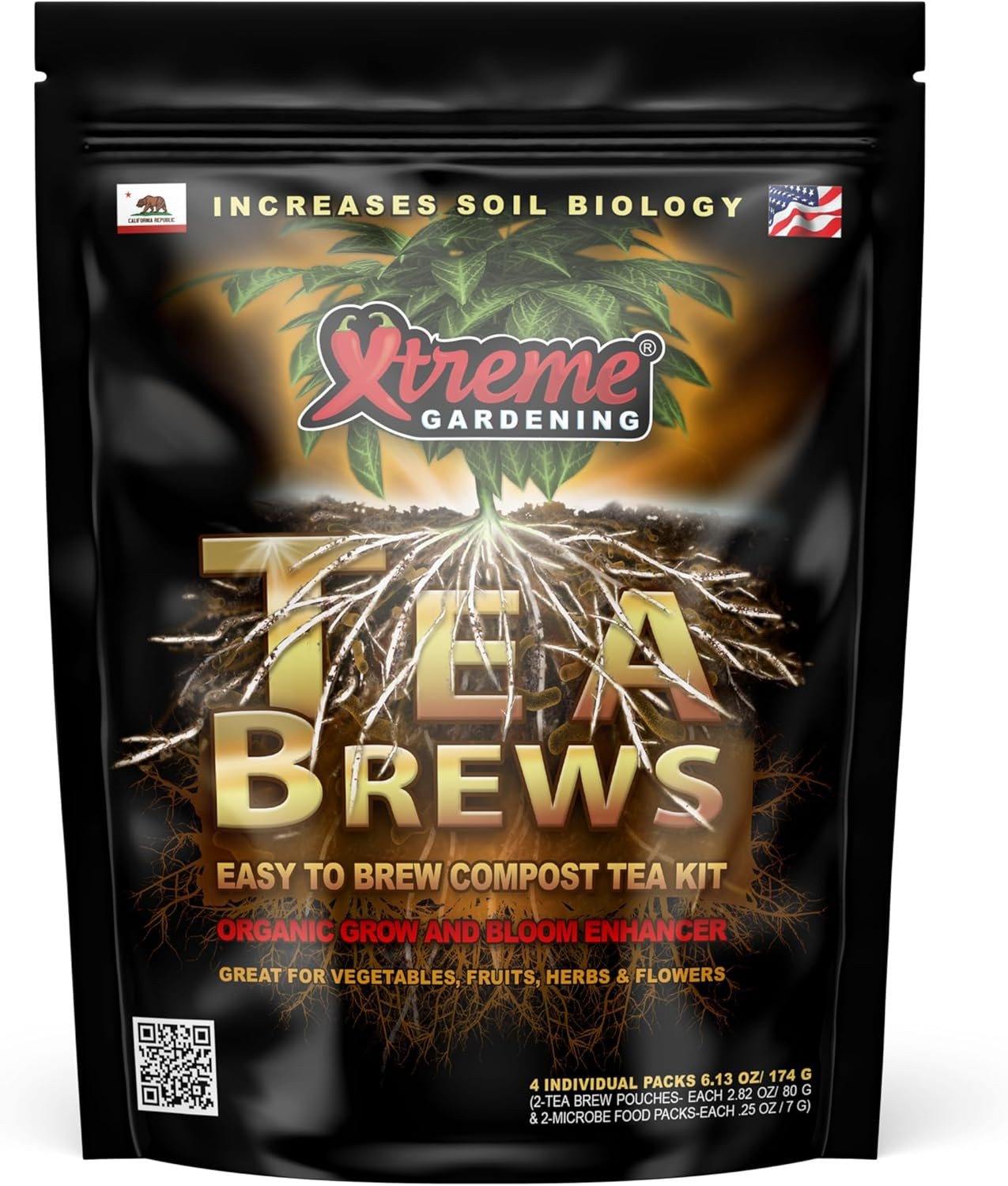 Xtreme Tea Brews Compost Tea Kit 2 Pack Bloom Yield Booster Worm Castings 80g