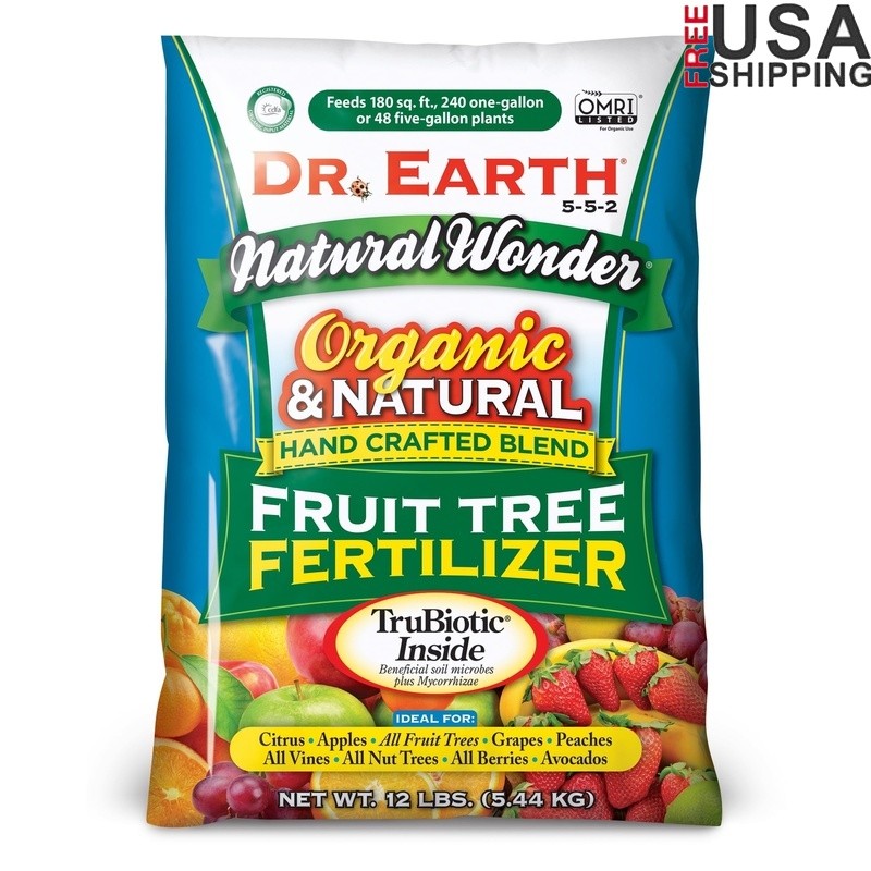 Organic Fruit Tree Fertilizer 5-5-2 Natural Food 12 lb Non GMO NPK Granules New
