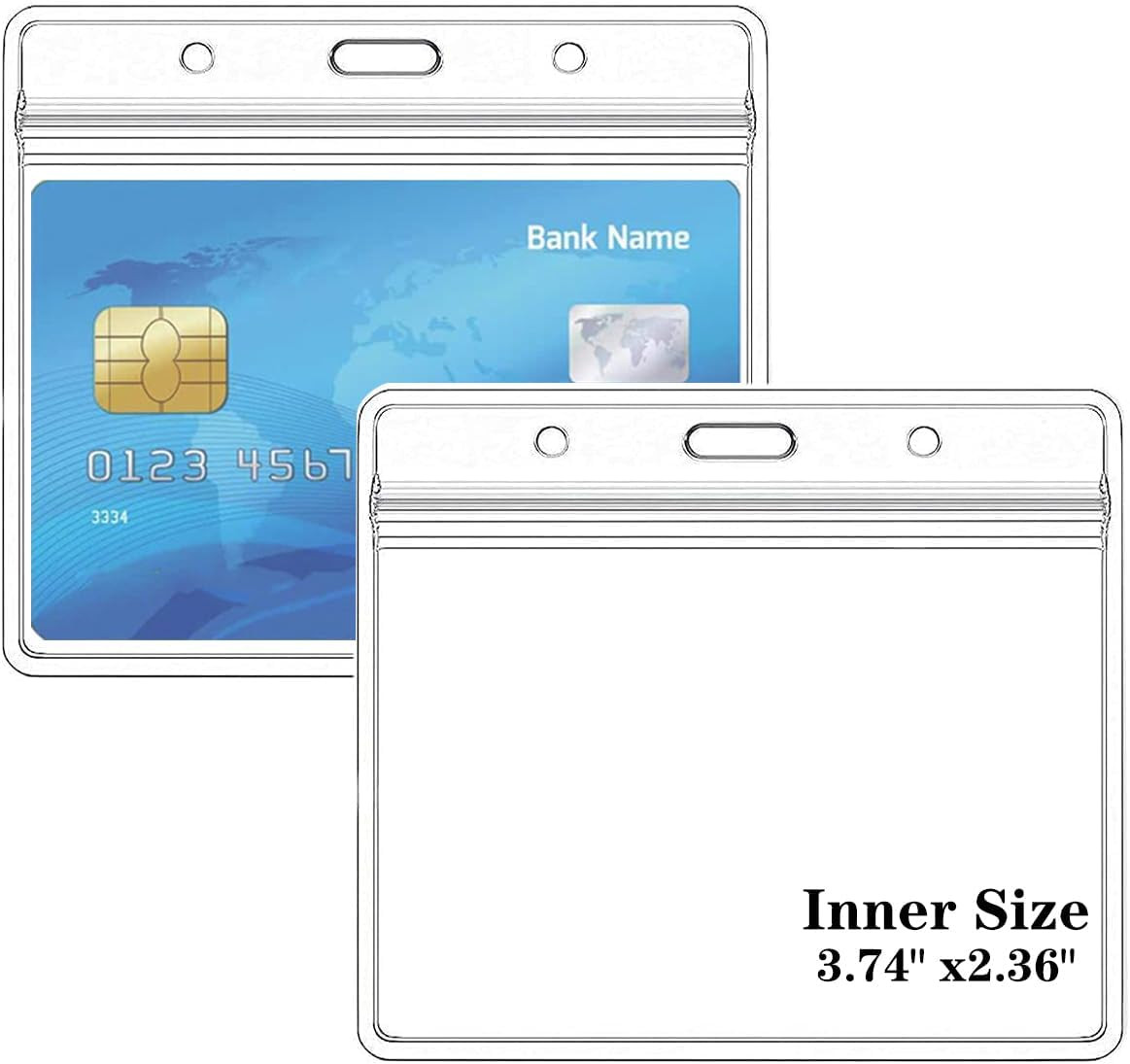 15 Packs Extra Thick Horizontal ID Card Name Tag Badge Holder with Waterproof Ty