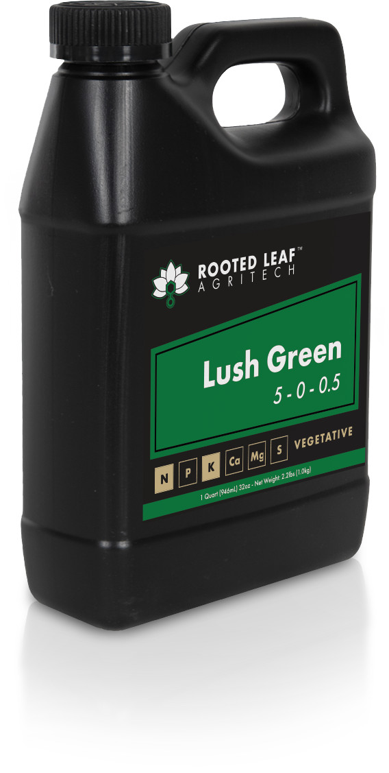 Rooted Leaf Agritech Lush Green – Carbon Based Nitrogen & Aloe Fertilizer Quart