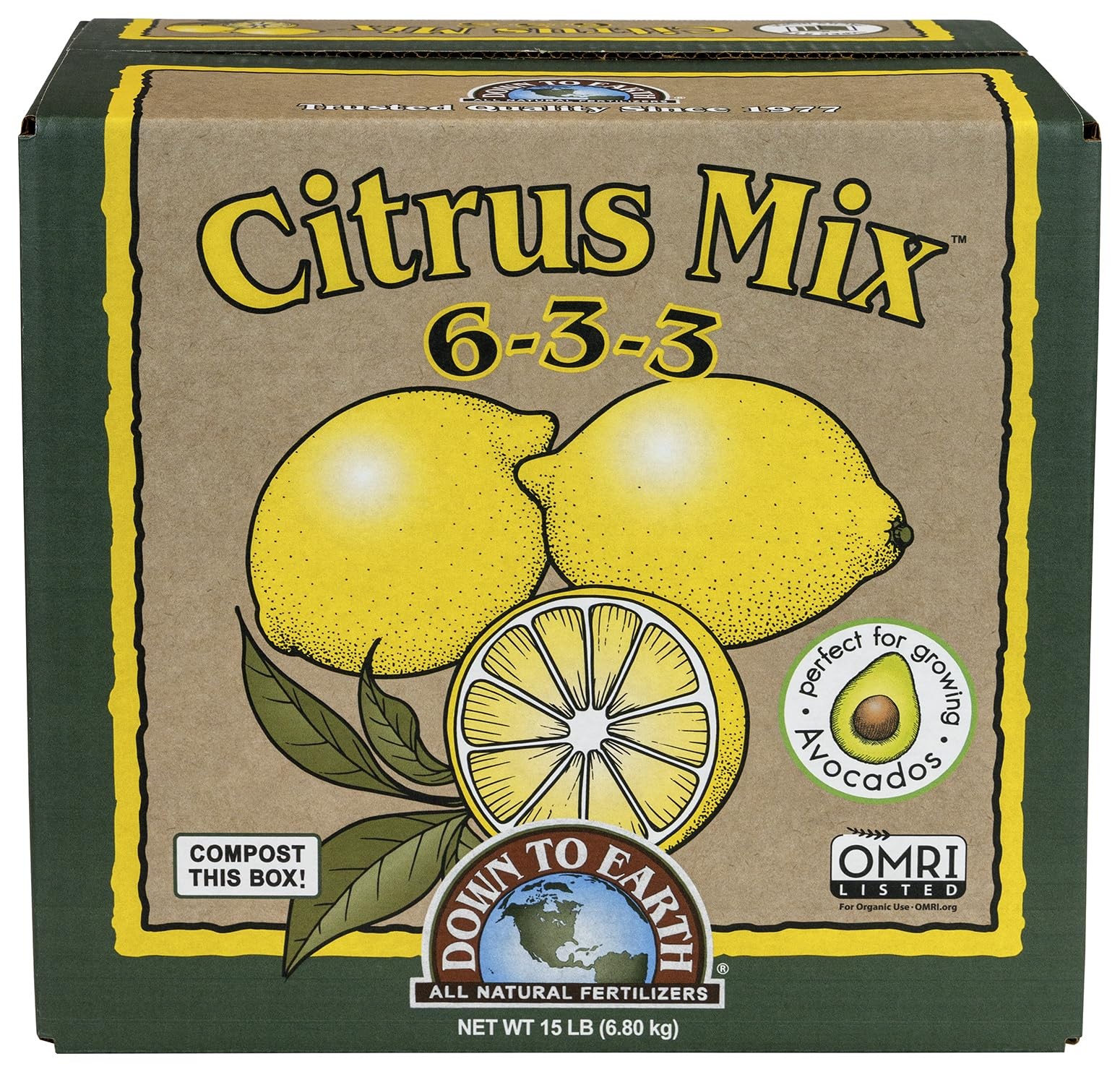 Down to Earth Organic Citrus Fertilizer Mix 6-3-3, 15 lb