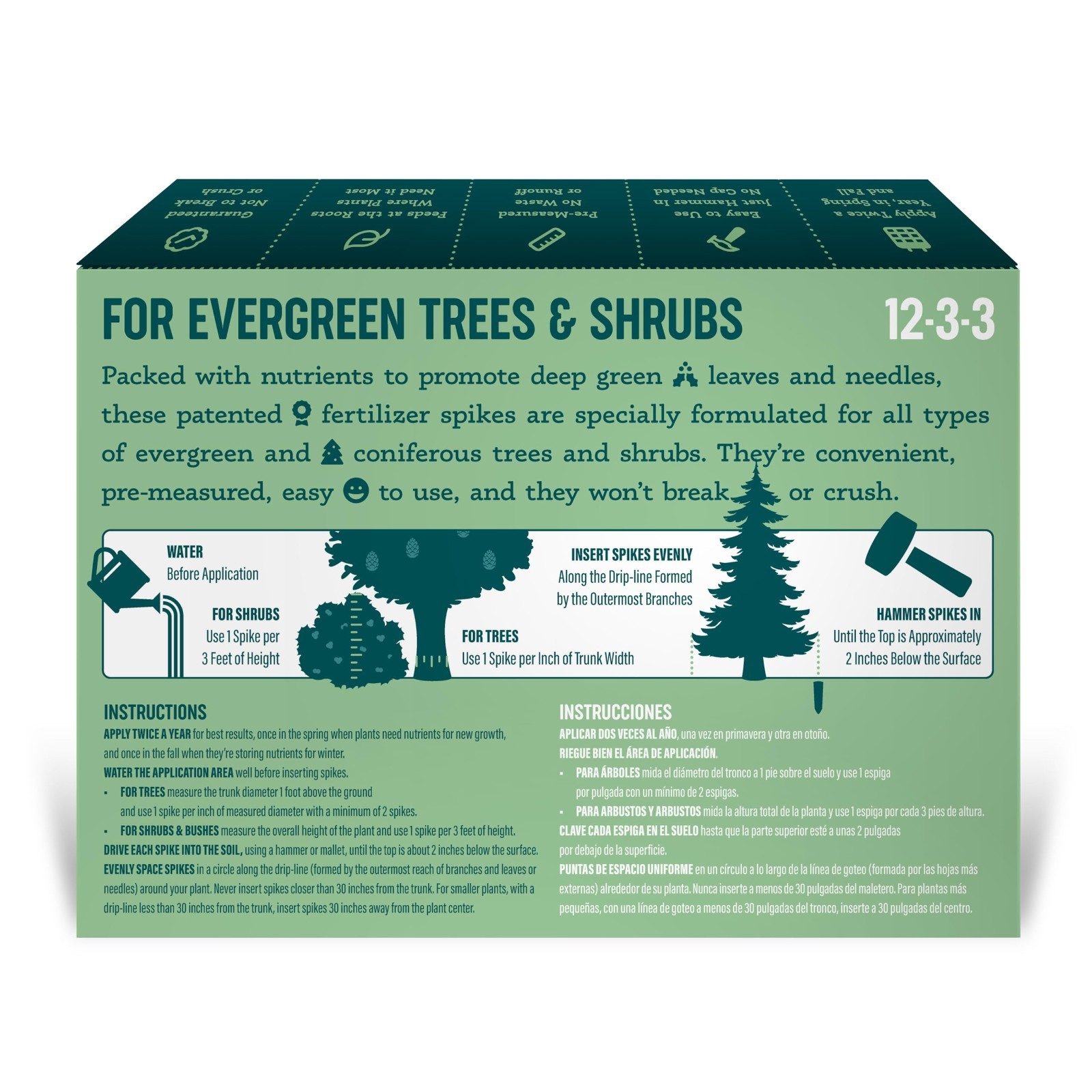 Evergreen Tree & Shrub Fertilizer Spikes – 24 Count, 6.0 lbs, Plant Food