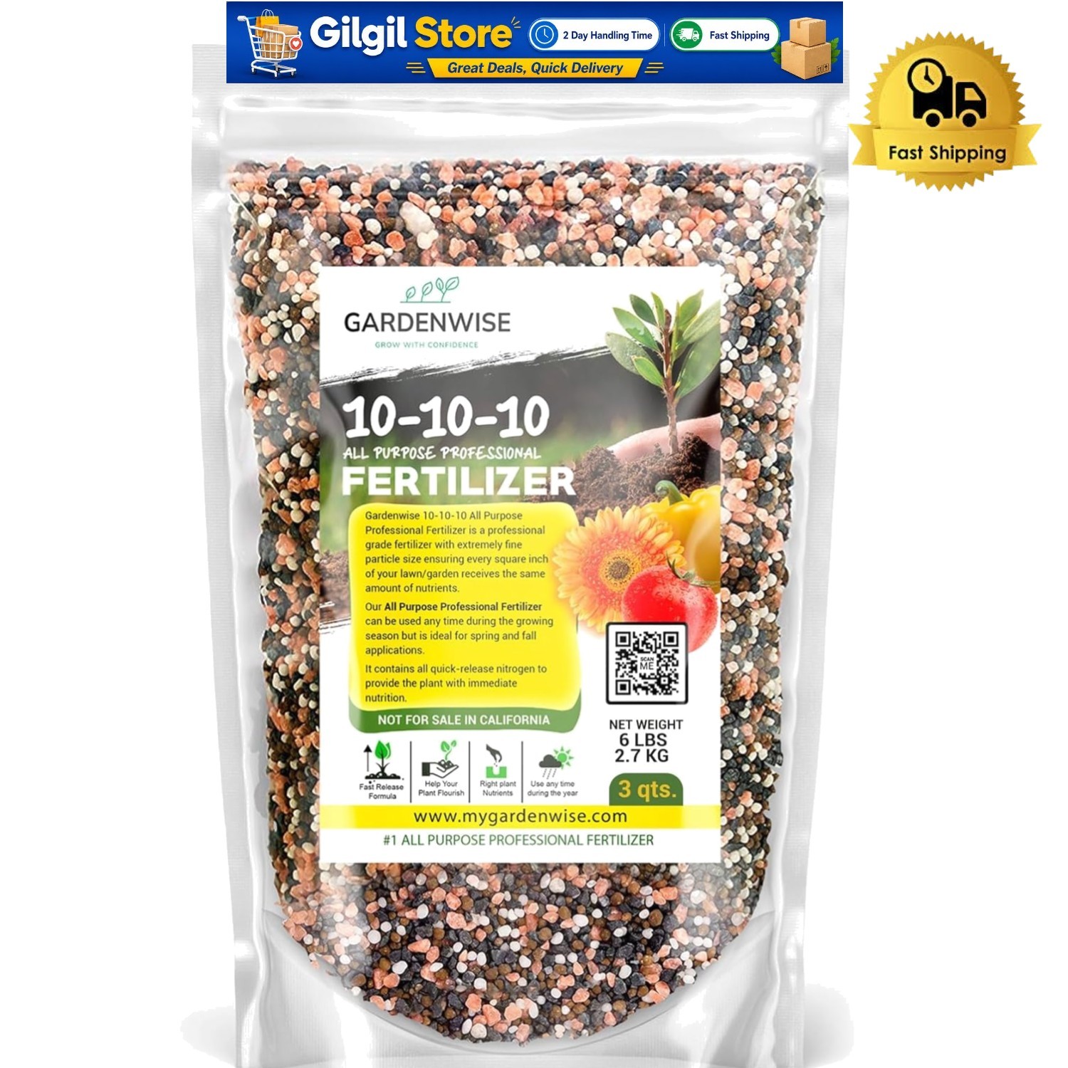 3 Quarts of 10-10-10 Granular Fertilizer for Indoor & Outdoor Plant Perfection