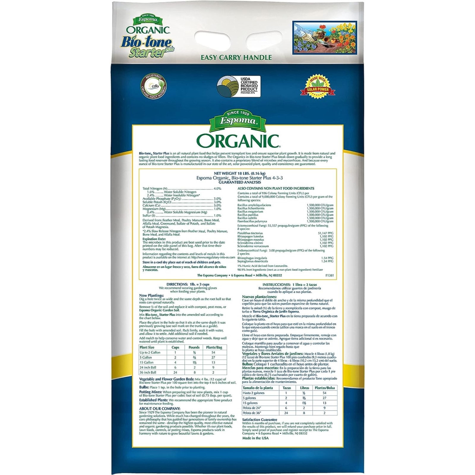 Espoma Bio Tone Starter Plus w/ Mycorrhizae Fertilizer/Soil Enhancer 4# (3 Pack)