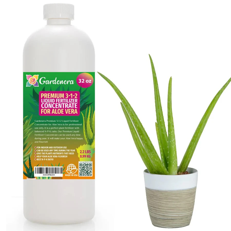 Gardenera 32oz Liquid Aloe Vera Plant Fertilizer Food 3-1-2 Organic Concentrate