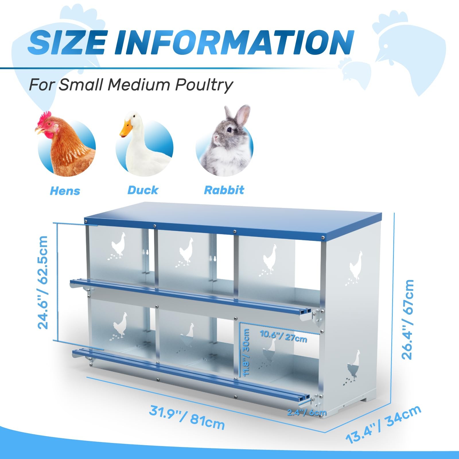 Kinchoix Chicken Nesting 6 Compartments Metal Laying Boxes Chicken Hens Poultry