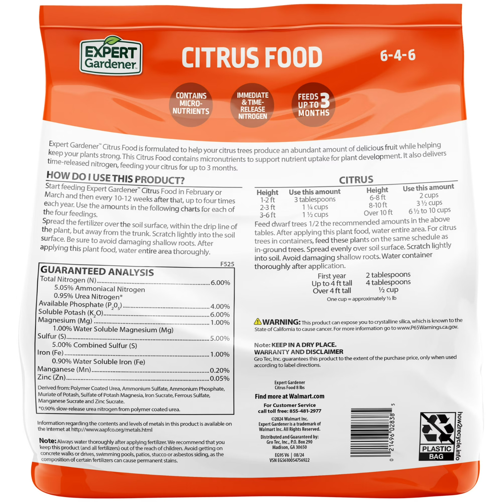 Citrus Fertilizer 6-4-6 Lemon Lime Orange Tree Plant Food 4/8Lb Expert Gardener