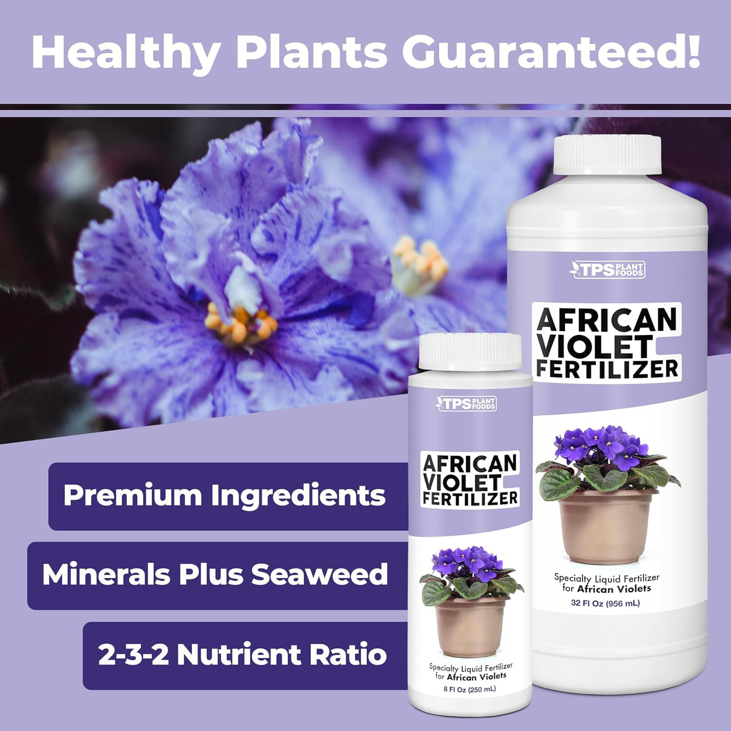 African Violet Fertilizer for Indoor Flowering Plants, Liquid Plant Food 8 oz