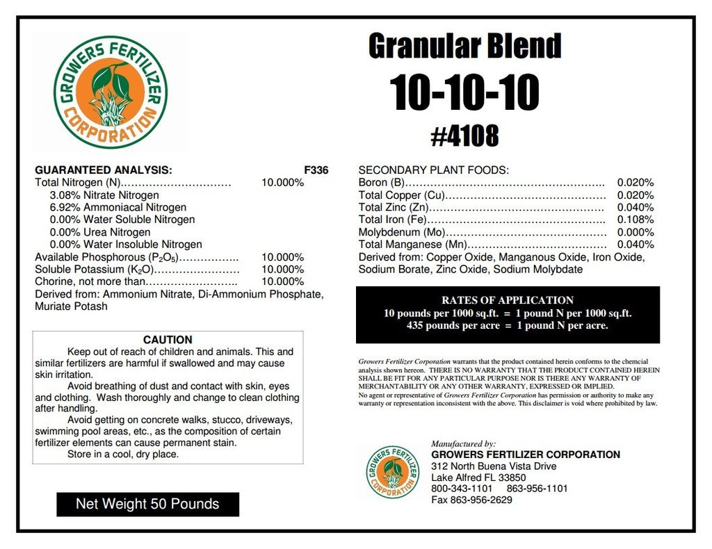 Growers 10-10-10 All Purpose Fertilizer – 50 Lbs.