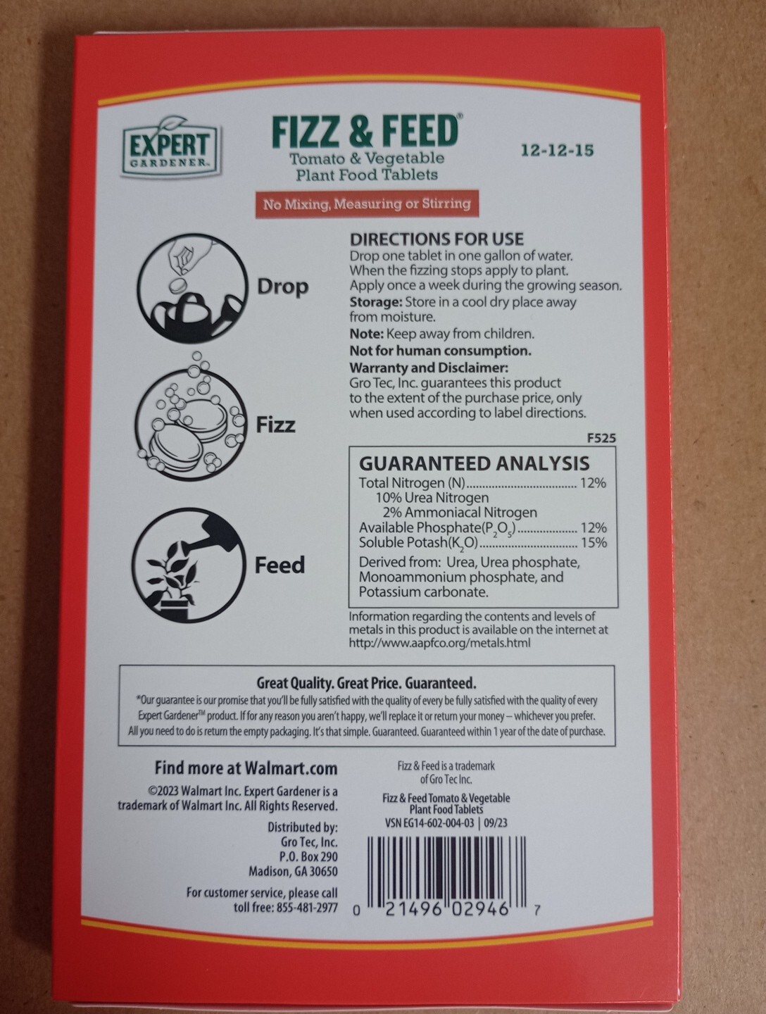 Expert Gardener Fizz and Feed, Tomato and Vegetable Plant Food Tablets, 12-12-15
