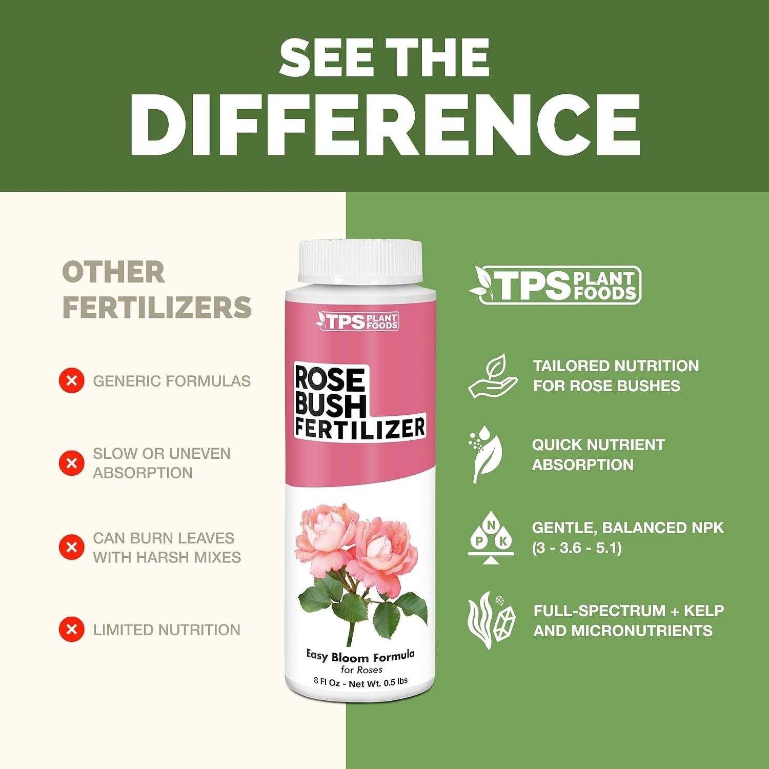 Rose Bush Fertilizer – Liquid Plant Food for More Blooms, Bigger Flowers & St…