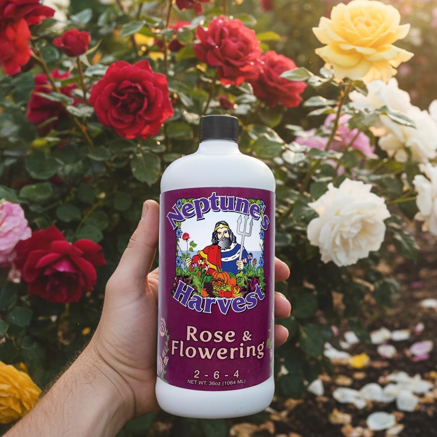 Rose & Flowering Fertilizer 2-6-4 – 36oz Bottle – Organic Liquid Food for Vib…