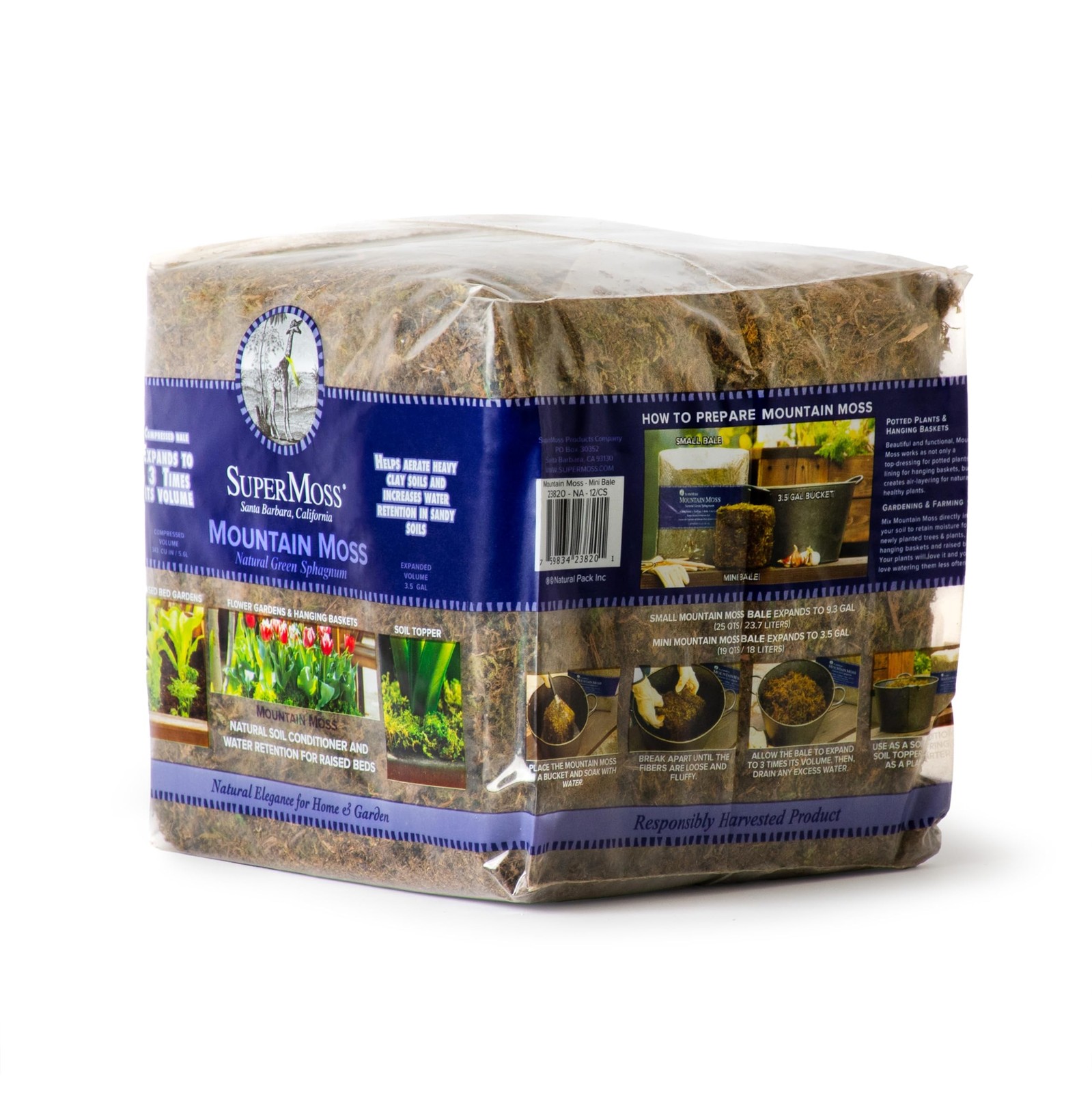 SuperMoss 23820 Mountain Moss Green Sphagnum, Mini Bale, Natural Dried