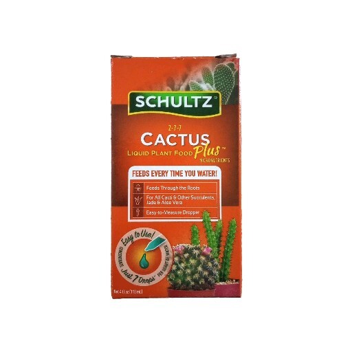 Schultz Liquid Cactus Plant Food 2-7-7 Succulents Jade Aloe Vera 4 oz. w Dropper