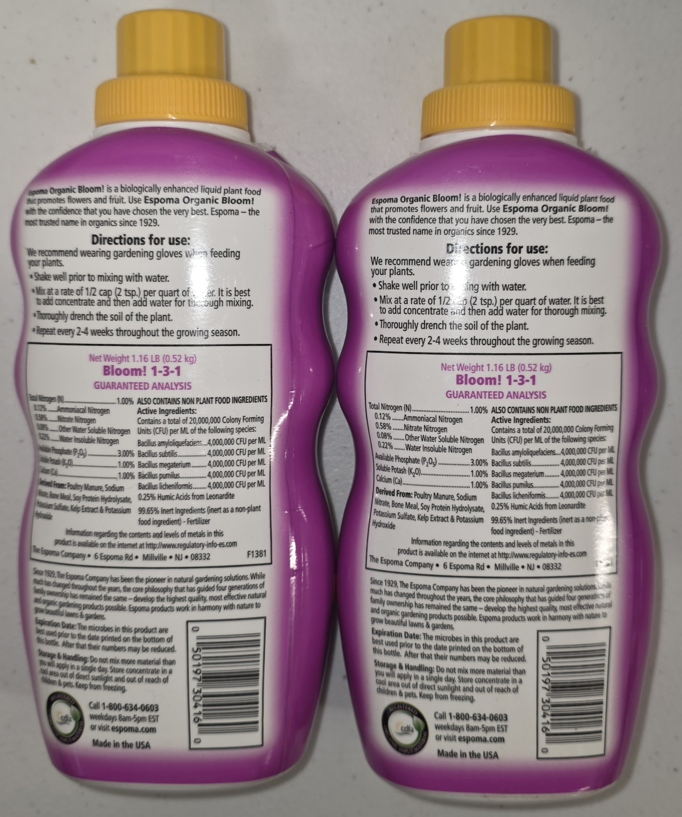 Lot Of 2 Espoma Bloom! Plant Food Organic Super Blossom Booster, 16 fl oz Each