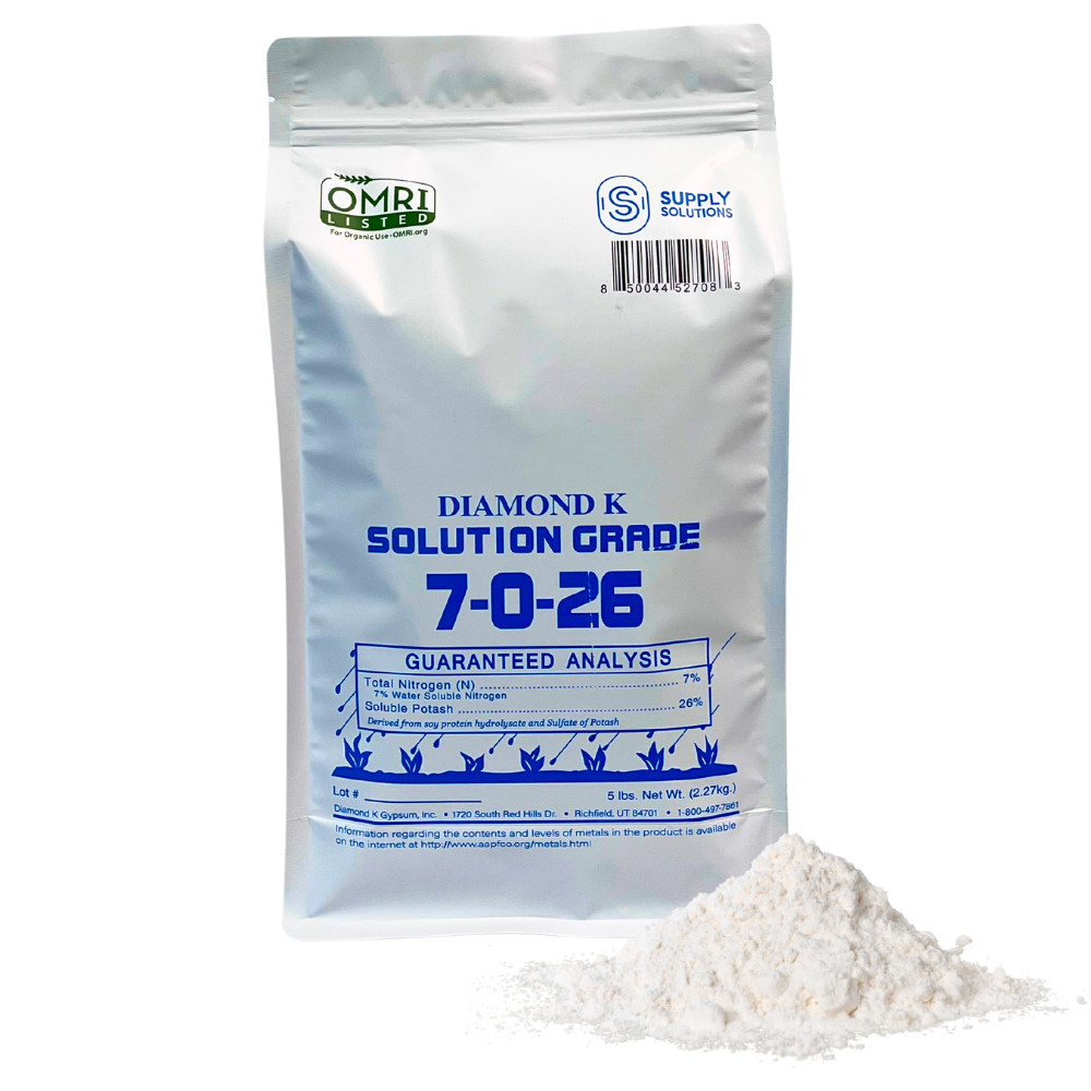 7-0-26 Organic Fertilizer Derived from Soy Protein Hydrolysate & Potash – 5 Lbs