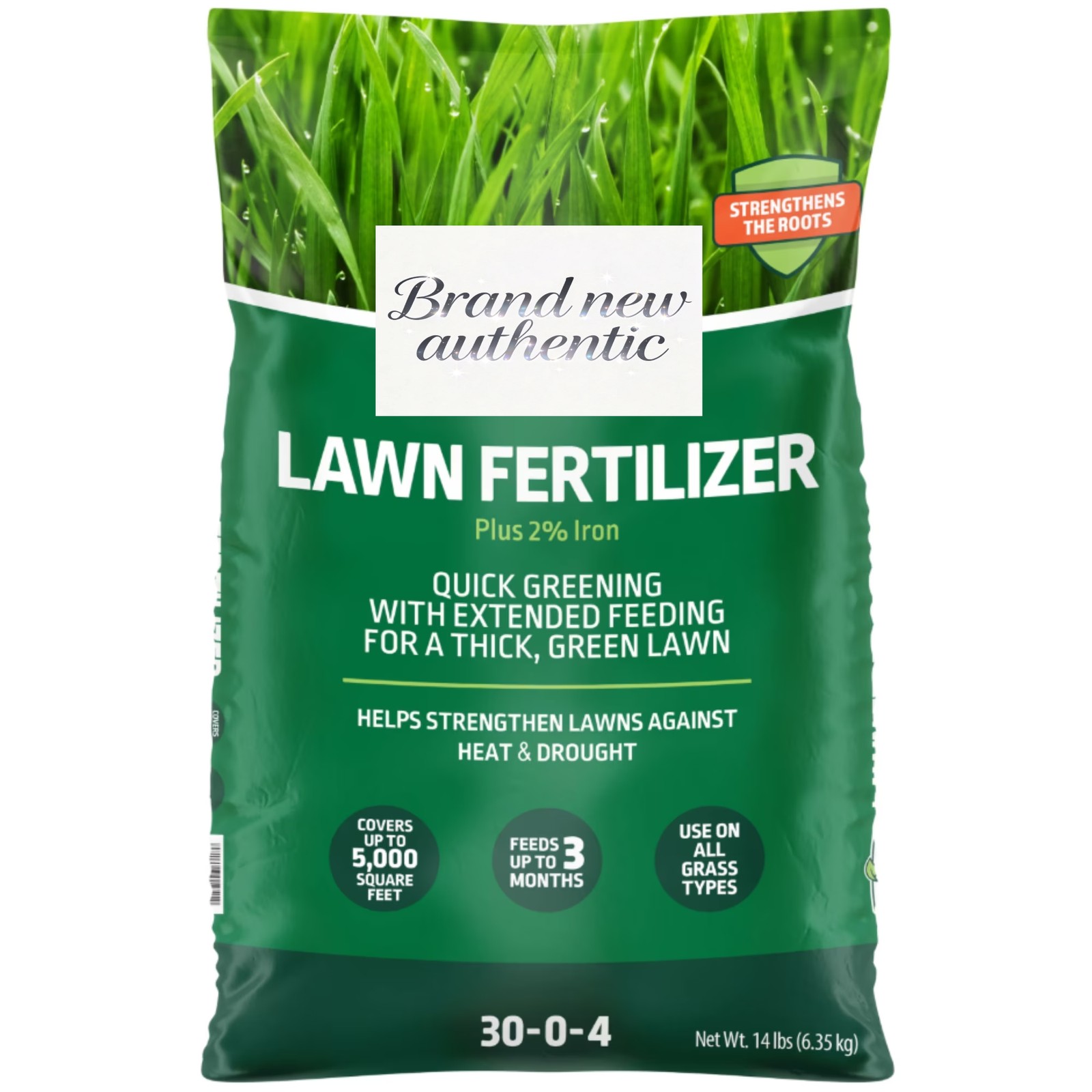 Lawn Food Fertilizer 30-0-4, Plus 2% Iron, 33.6 lb., Covers 12,000 Sq. ft.