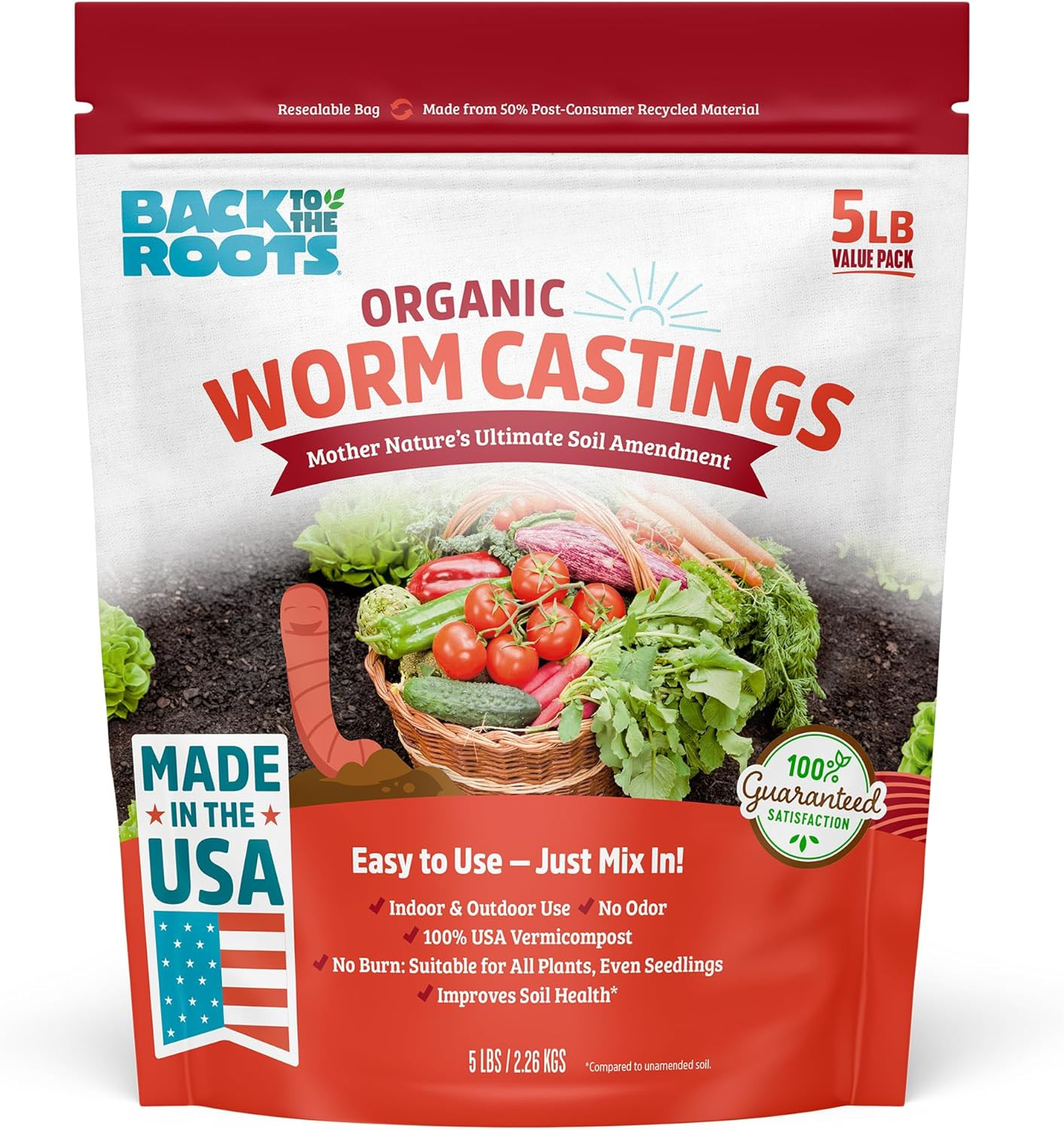 Organic Worm Castings for Plants, Natural Fertilizer and Soil Enhancer for Garde