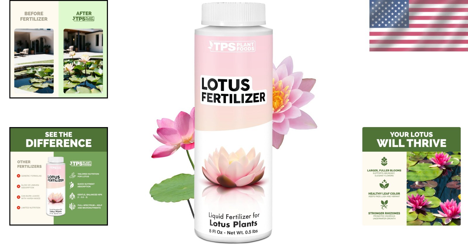 8 oz Liquid Lotus Fertilizer for Stronger Roots & Stunning Blooms – Made in USA