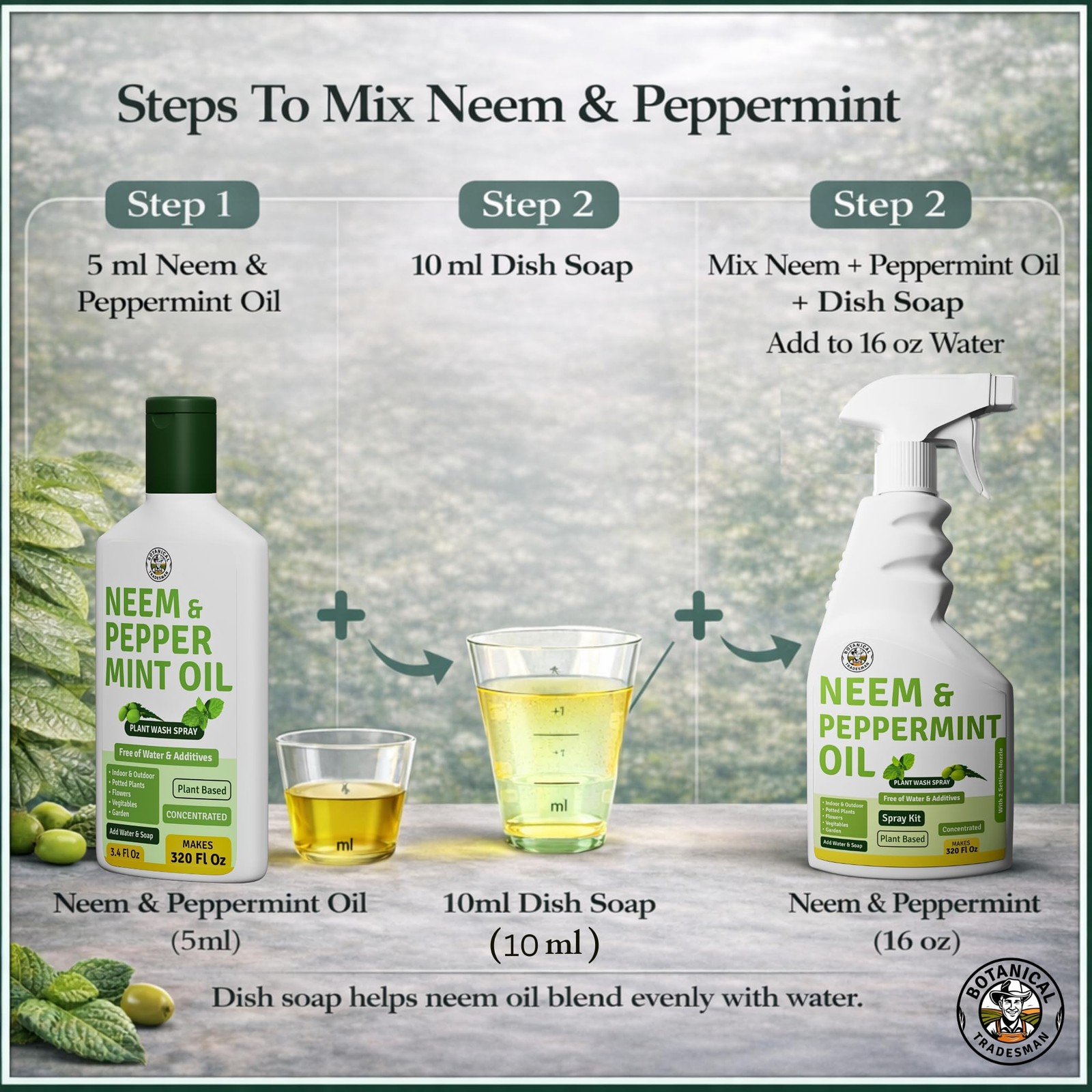 New Neem Oil Spray for Plants with Peppermint – Makes 320 Fl Oz 20 Times Refill-