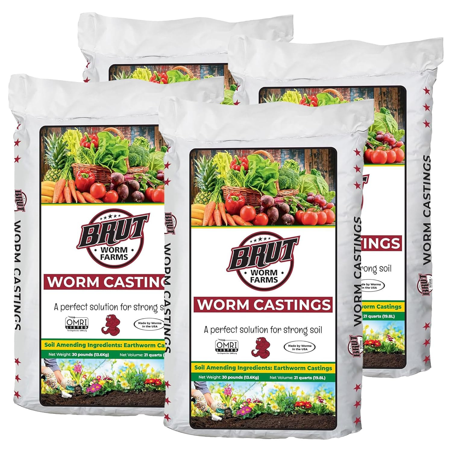 Brut Organic Worm Castings for Plants 30 LB – Natural Nutrients, Fertility Build