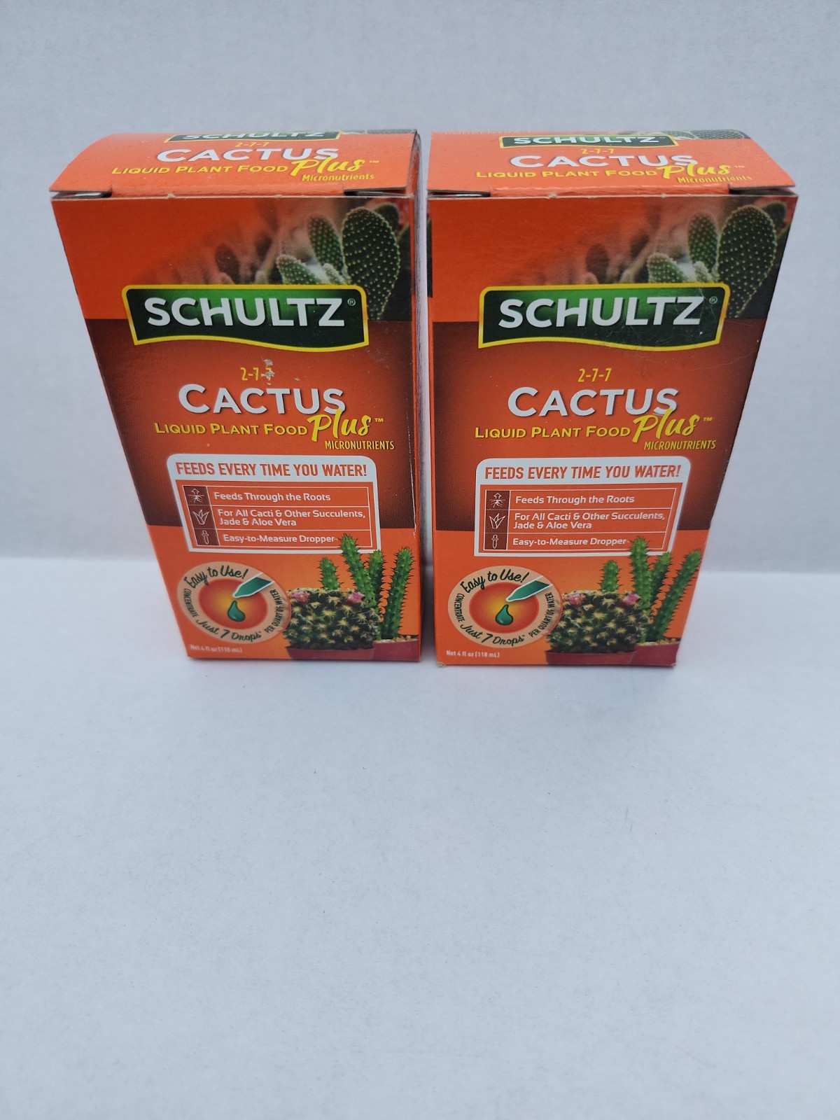 LOT OF 2 SCHULTZ LIQUID CACTUS PLANT FOOD 2-7-7 Succulents Jade Aloe Vera 4oz Ea