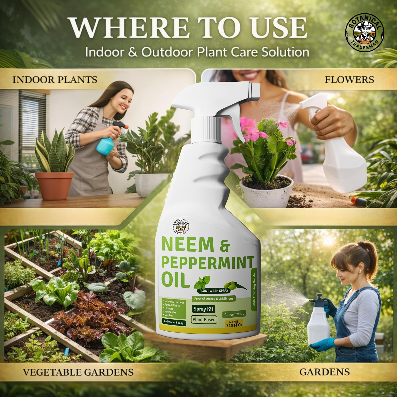 New Neem Oil Spray for Plants with Peppermint – Makes 320 Fl Oz 20 Times Refill-