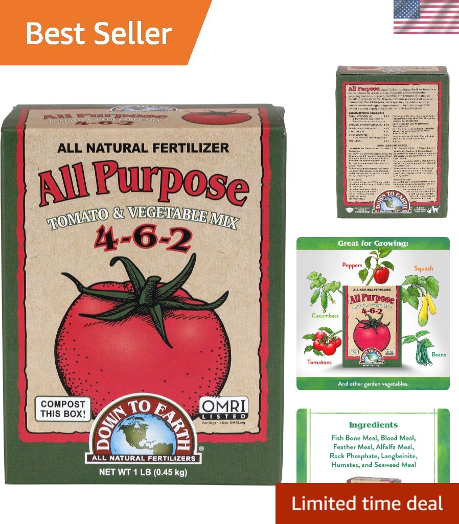 OMRI Listed Organic 4-6-2 All Purpose Fertilizer – 1 lb for Potting Needs