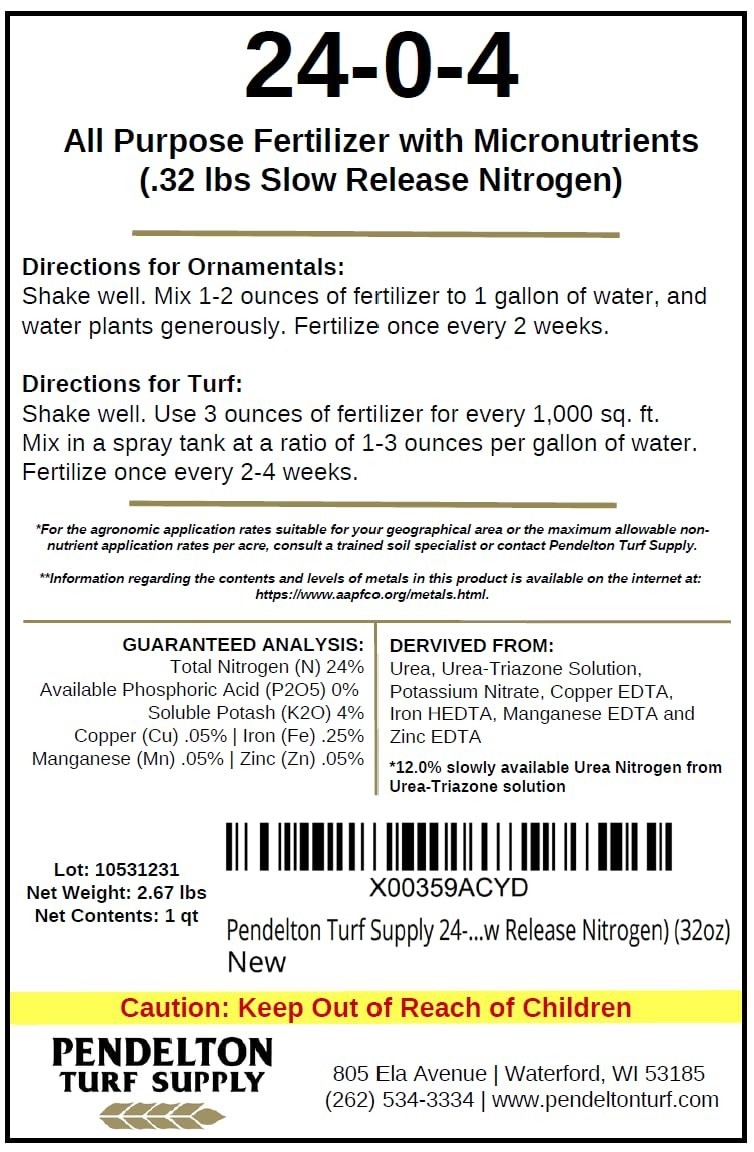 All-Purpose Liquid Fertilizer 24-0-4 with Micronutrients, 50% Slow Release, 32oz