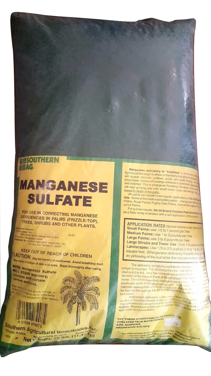 Manganese Sulfate – Contains manganese as metallic 27%- 25 Lbs.