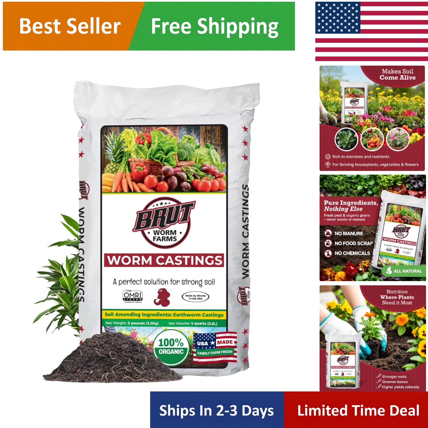 Natural 5 LB Organic Worm Castings – Elevate Gardening with Pure Goodness