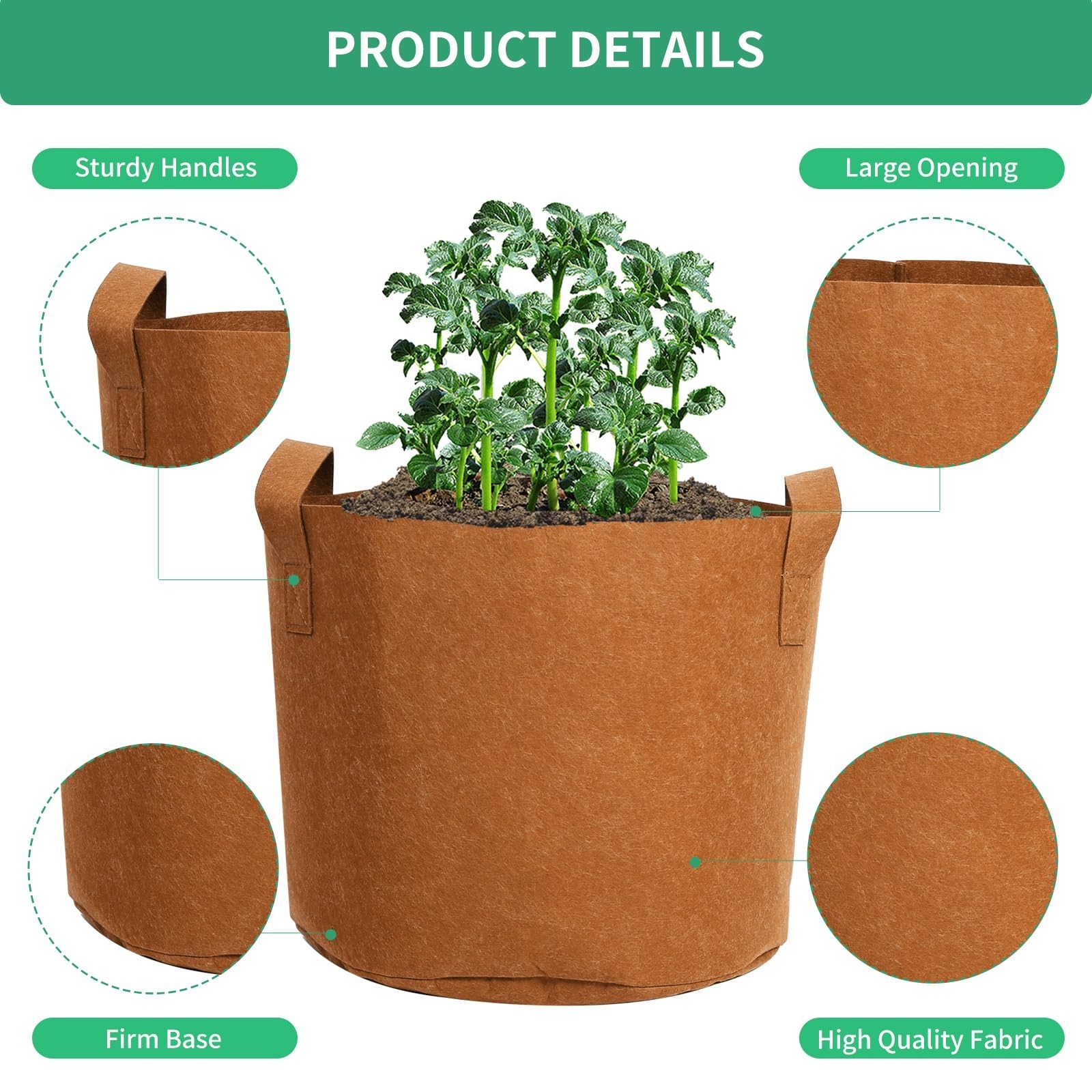 SILKIR Grow Bags, 10 Gallon, Colorful 3 Pack (No windows)