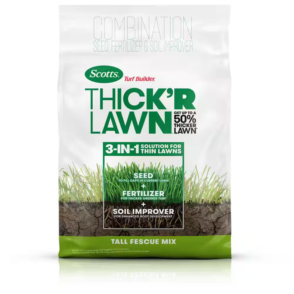 Turf Builder Thick’R Lawn Tall Fescue Mix 40 Lbs. Grass Seed, Fertilizer and Soi