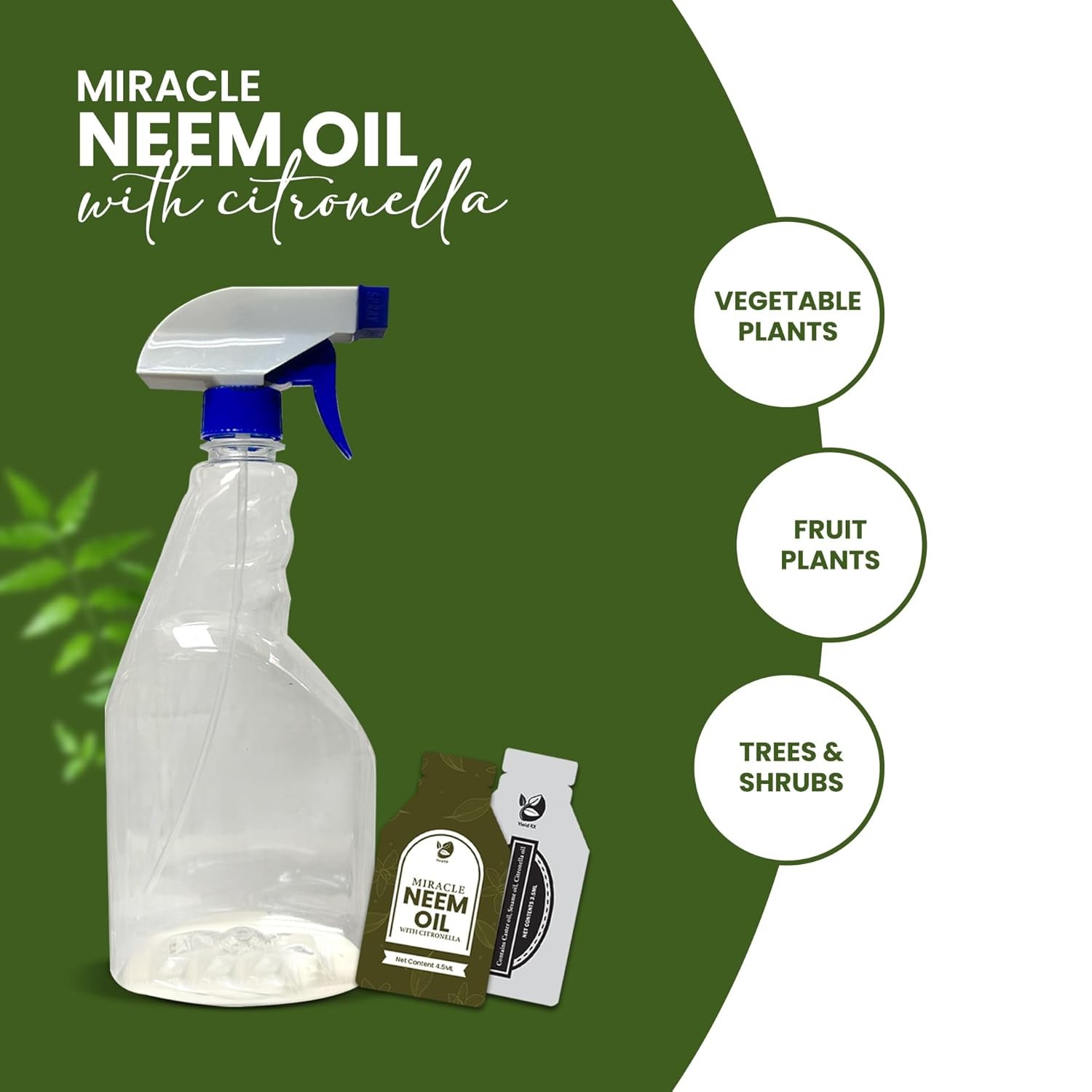 Yield RX Neem Oil & Citronella Emulsifier Sachets + Sprayer Bottle for Plants