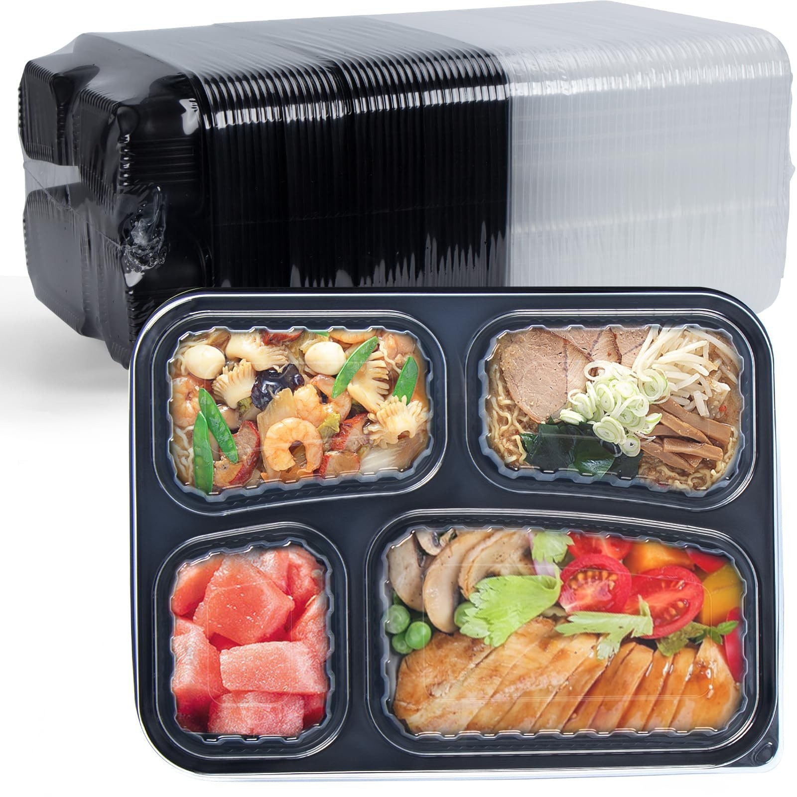 To Go Containers 40 Pack 34oz – Shrink-Wrapped Ready to Use | 4-Compartment L…