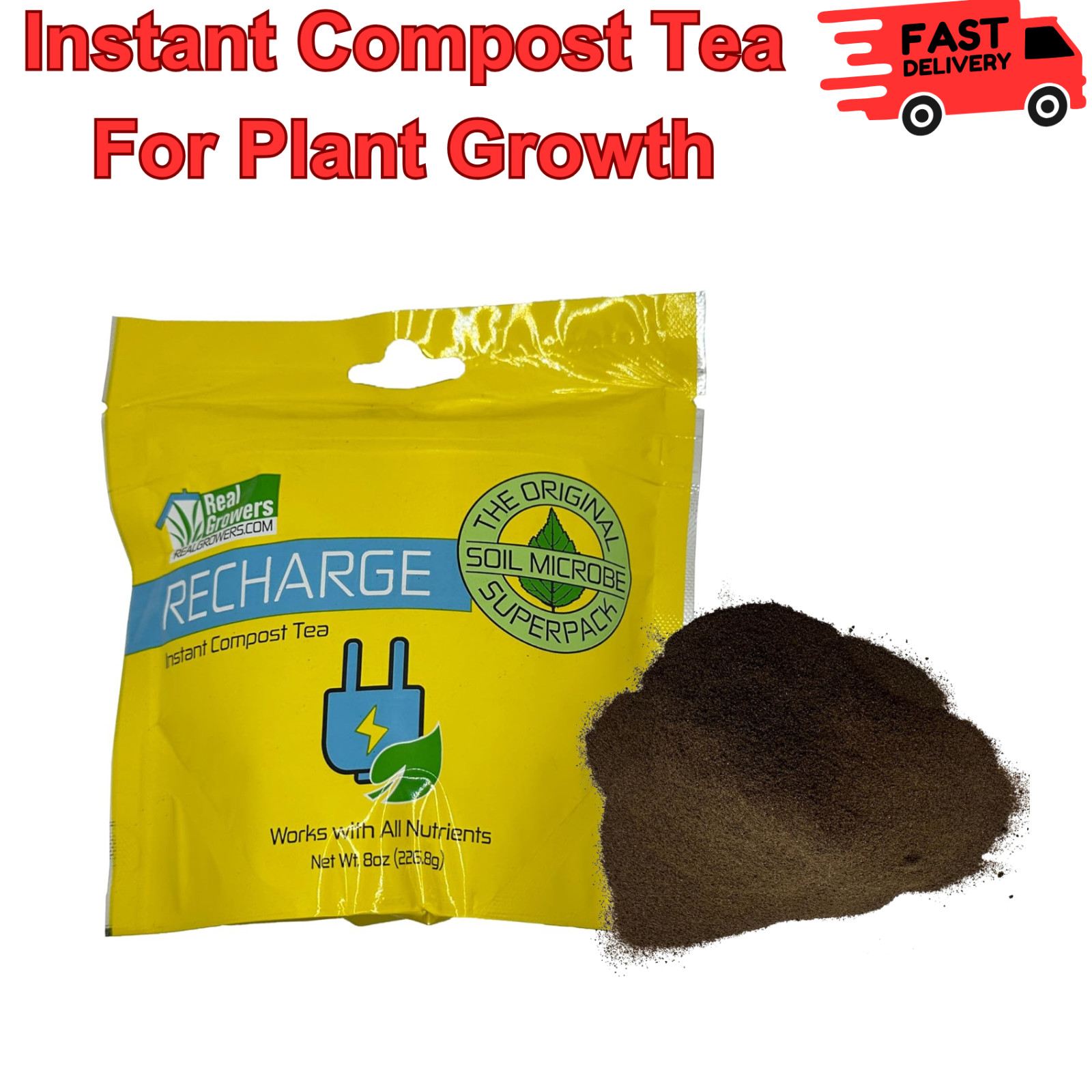 Recharge – Mycorrhizae Instant Compost Tea/Soil Microbes for Plant Growth – 8oz