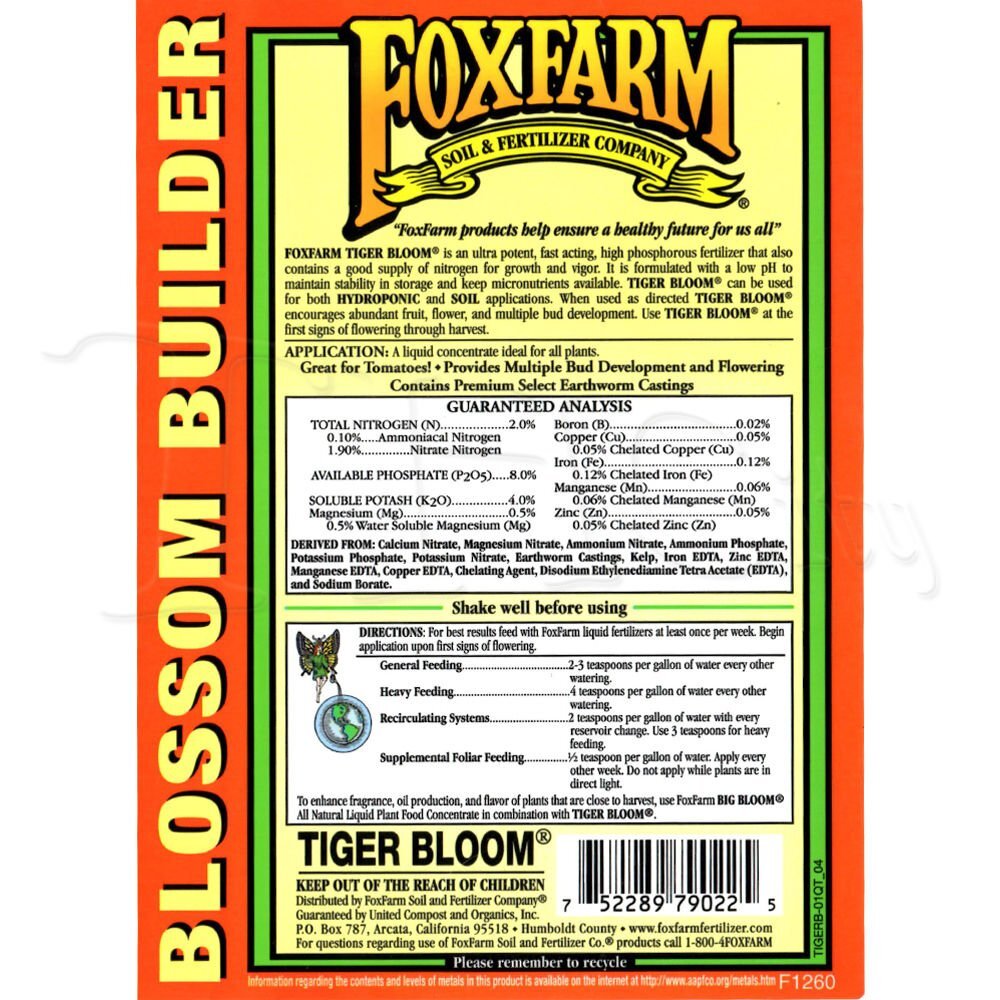 Fox Farm Liquid Nutrient Soil Trio- Pints: Big Bloom, Grow Big, Tiger Bloom