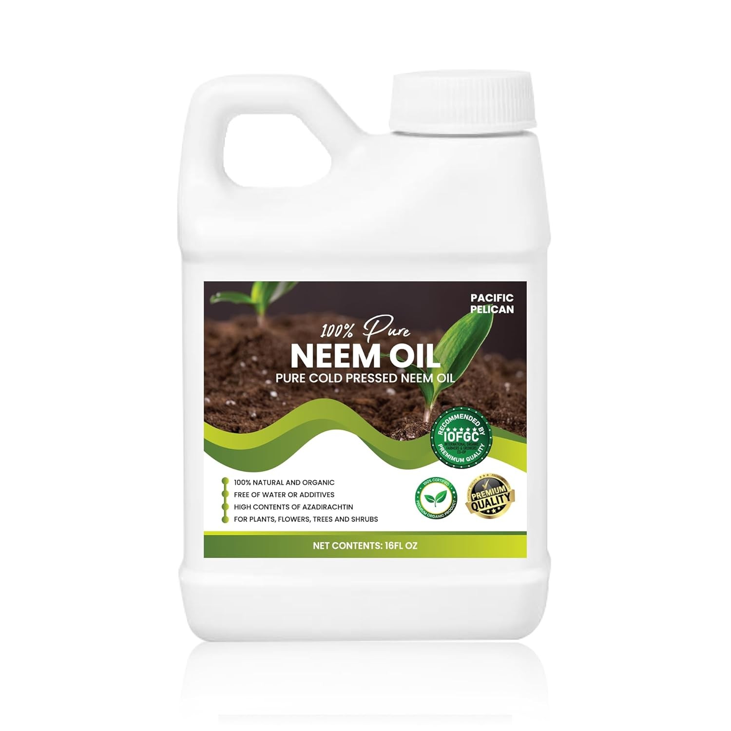 Pacific Pelican 100% Pure Cold Pressed Neem Oil – For Plants & Vegetables