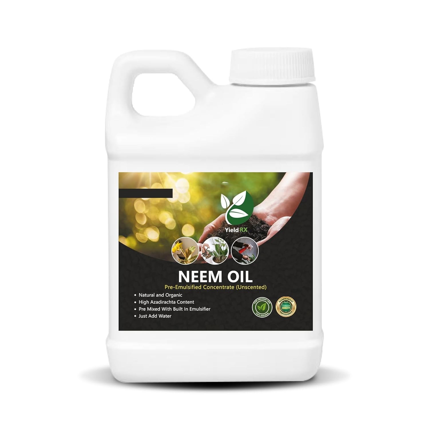 Yield RX Pre-Emulsified Neem Oil – Unscented, High Azadirachtin, Ready-to-Use