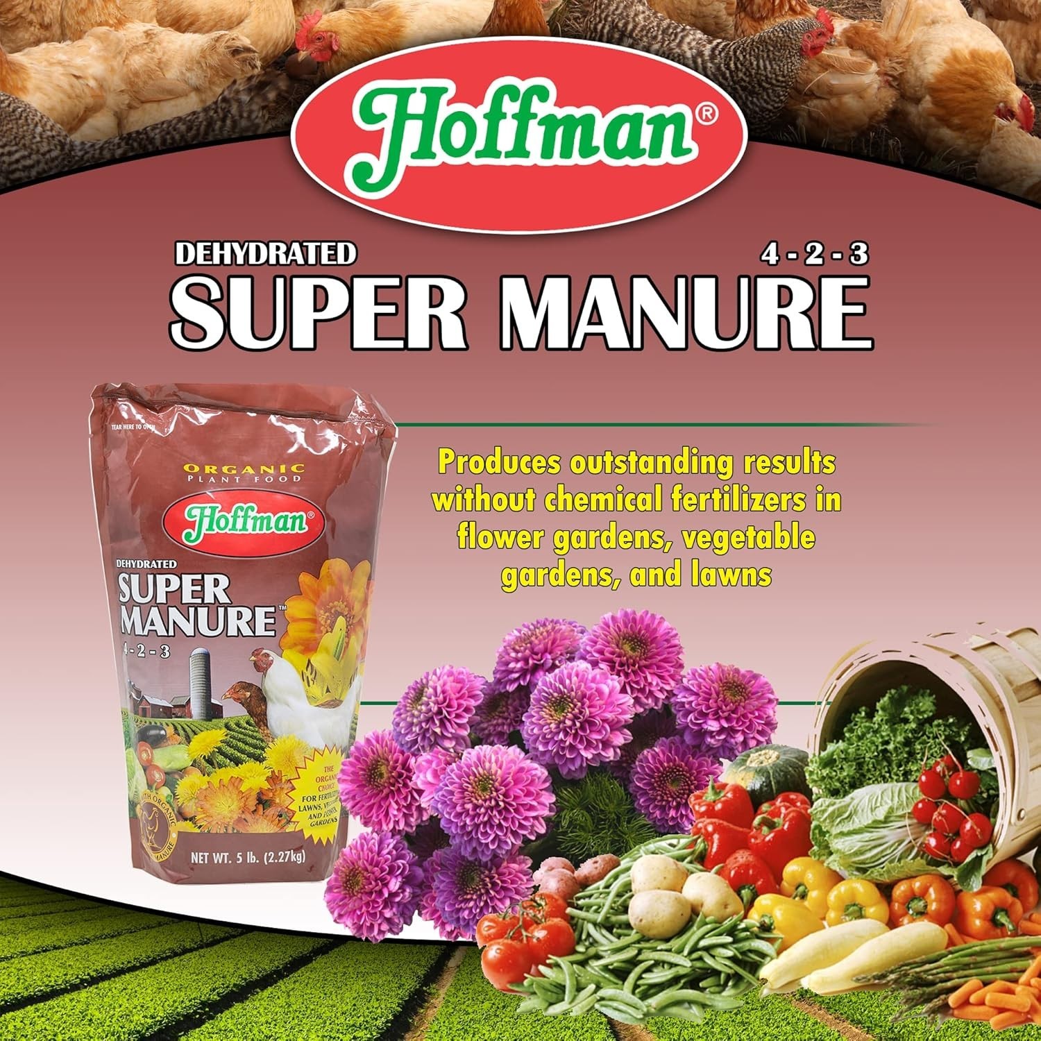 Hoffman 4-2-3 Dehydrated Super Manure – 5 lb Organic Fertilizer for Gardens