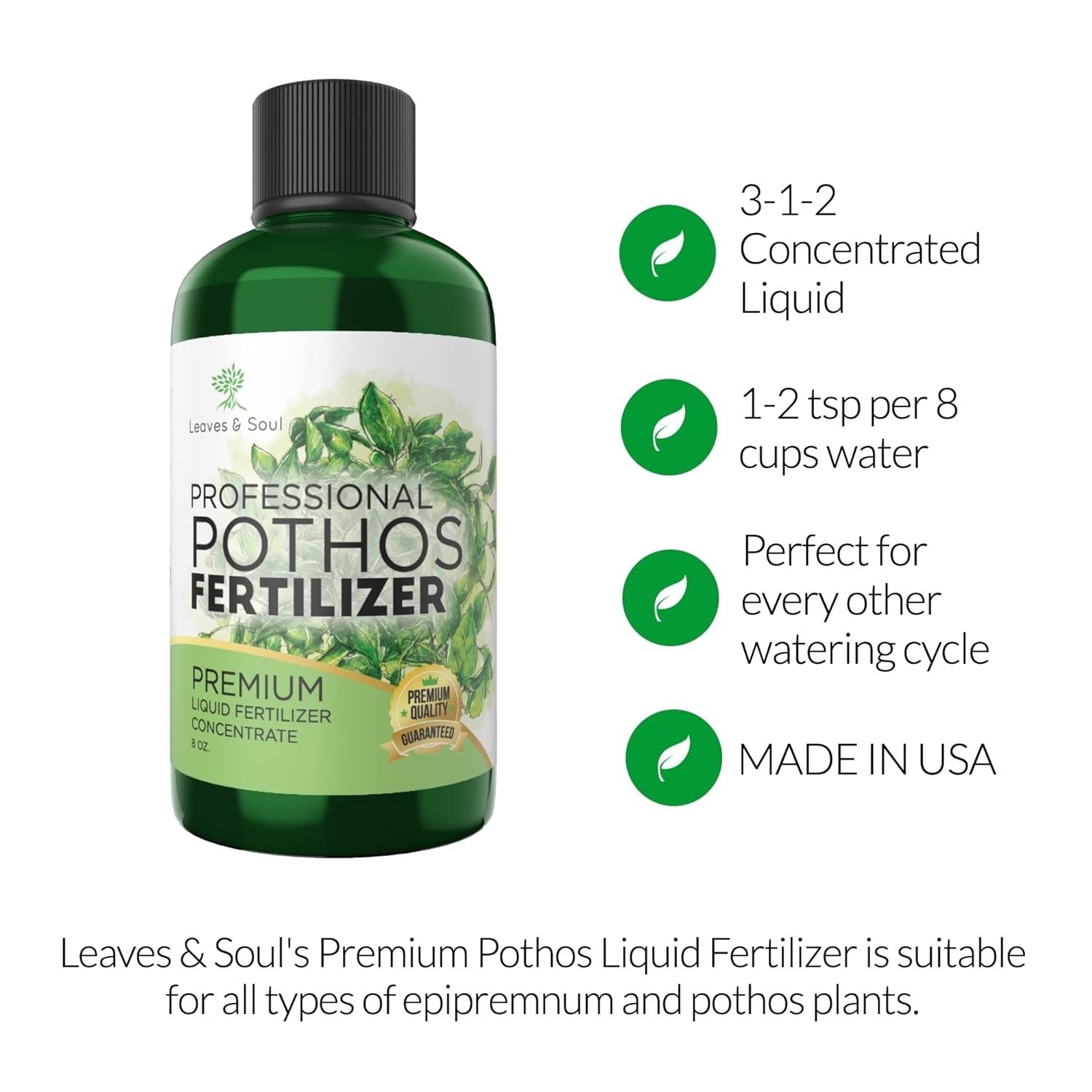Professional Pothos Fertilizer Liquid 3-1-2 Concentrate 8 oz, Plant Food for…