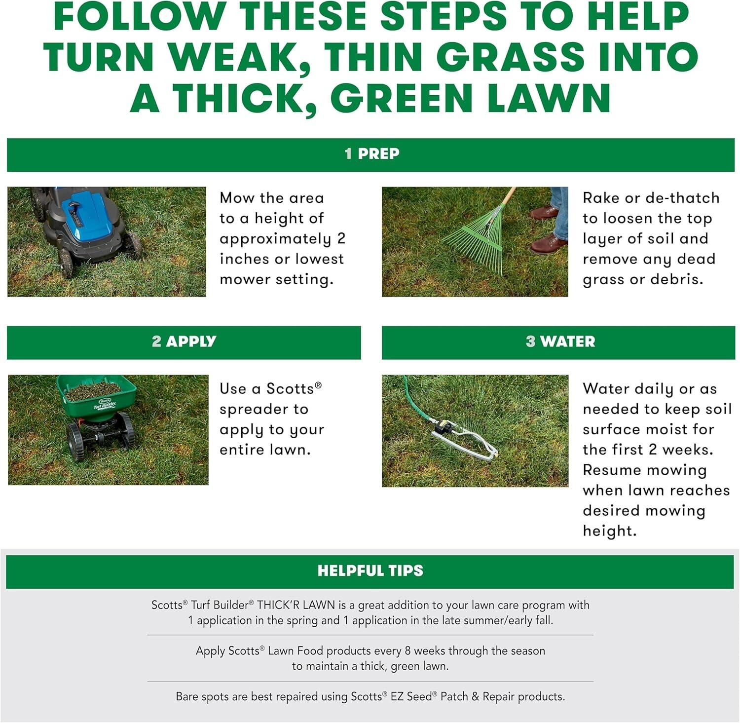 Turf Builder THICK’R LAWN 3-in-1 Grass Seed, Fertilizer & Soil Improver, 40 lbs