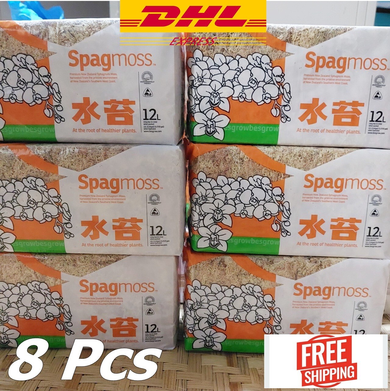 8x Sphagnum Moss Nursery Orchid Plant New Zealand Besgrow Long Fiber Premium