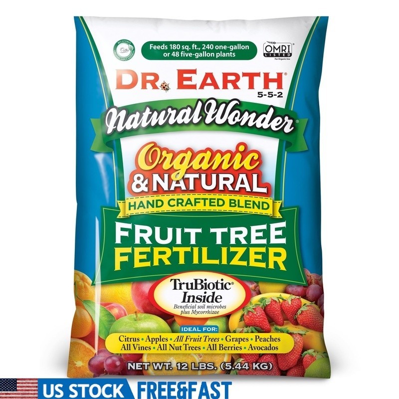 Natural Organic Fruit Tree Food 5-5-2 Fertilizer 12lb Non-GMO Slow Release New
