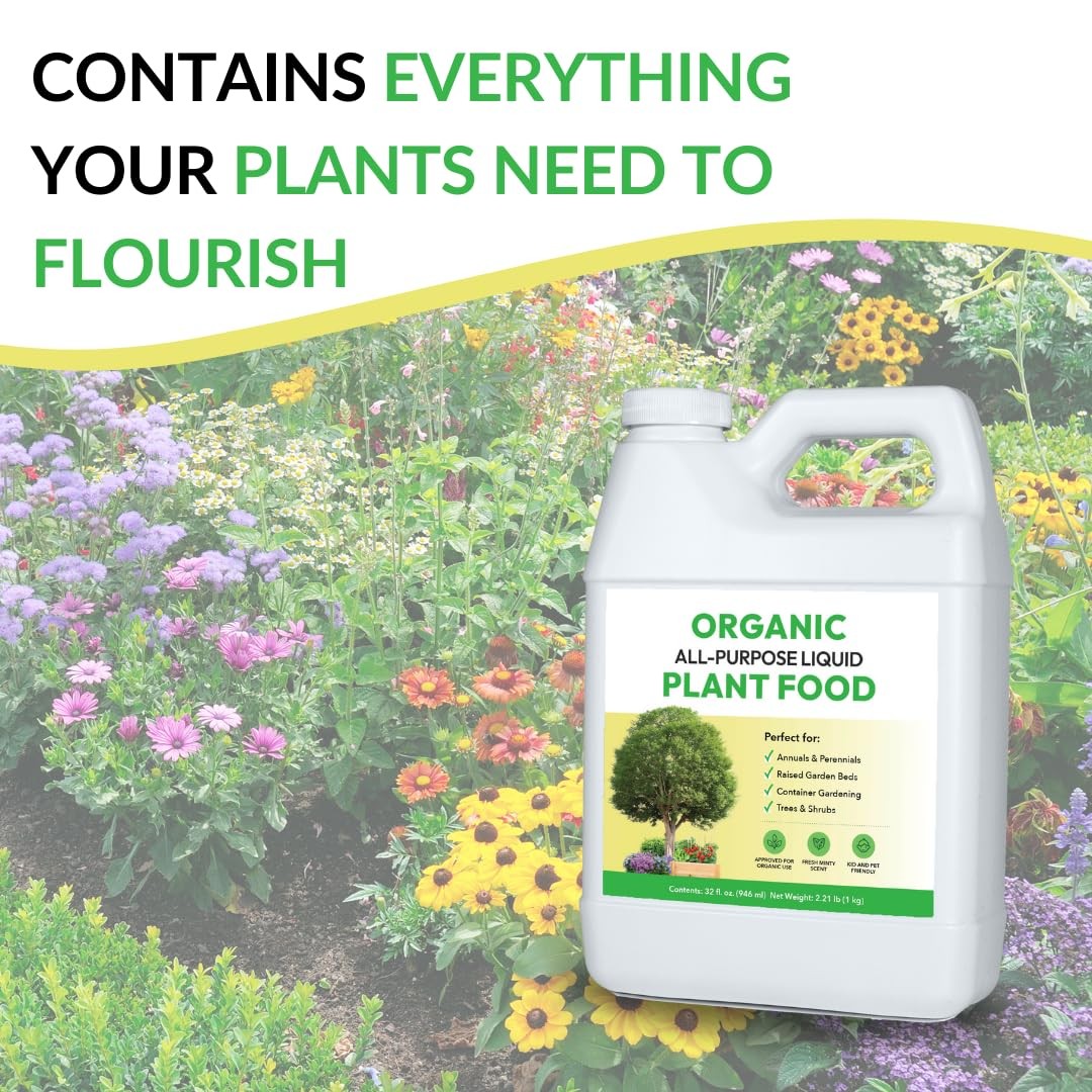 Organic All Purpose Liquid Plant Food Use on All Outdoor Plants Flower Beds
