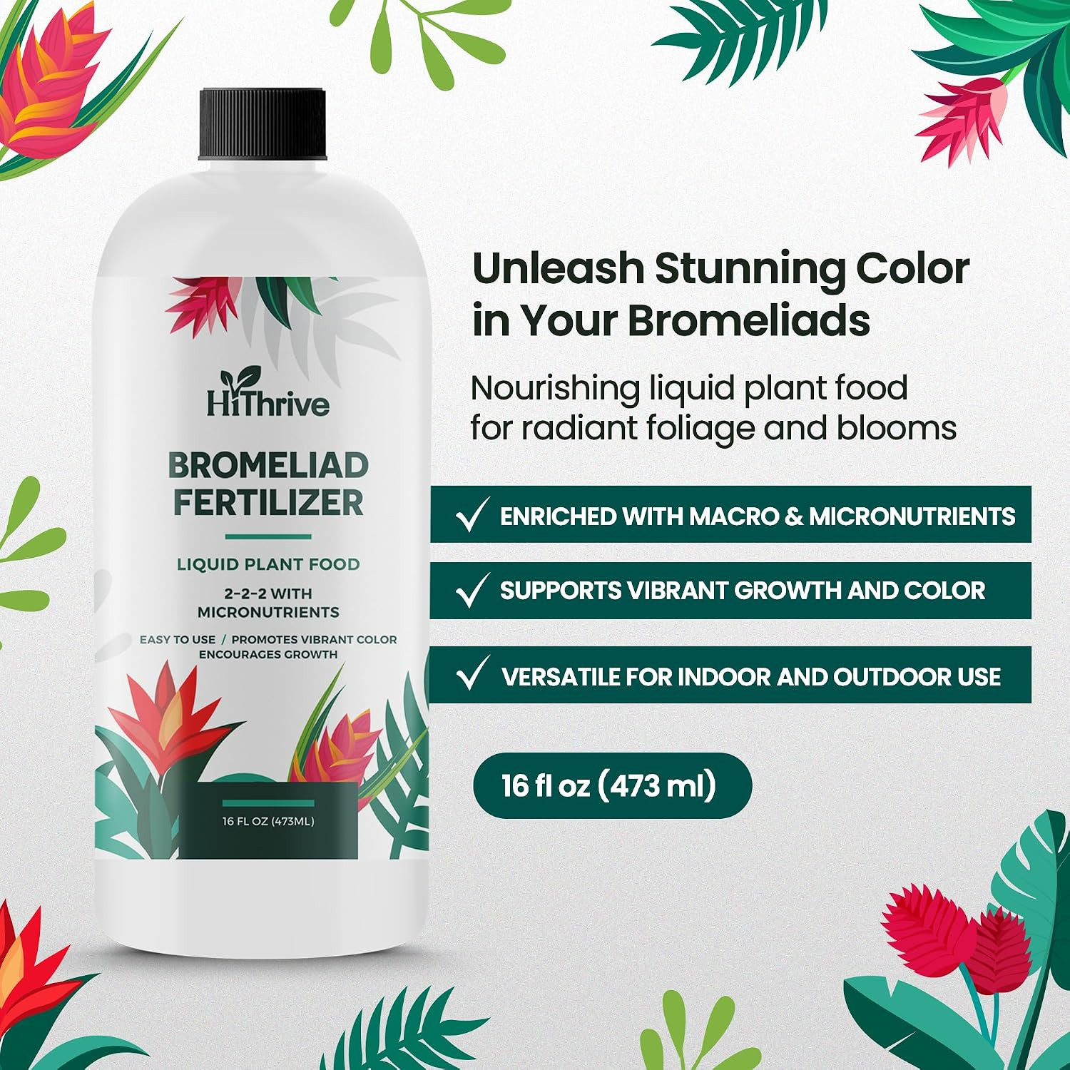 16Oz Bromeliad Fertilizer – Makes 24 Gallons of Liquid Bromeliad Plant Fertilize