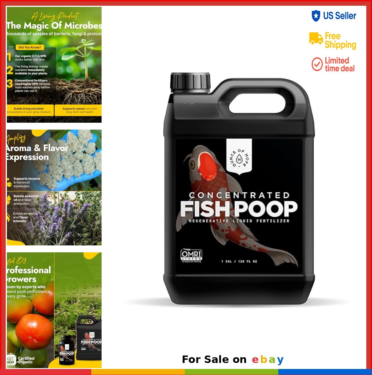 Organic Fish Poop Liquid Fertilizer 1 Gallon Concentrate Plant Food Vegetables
