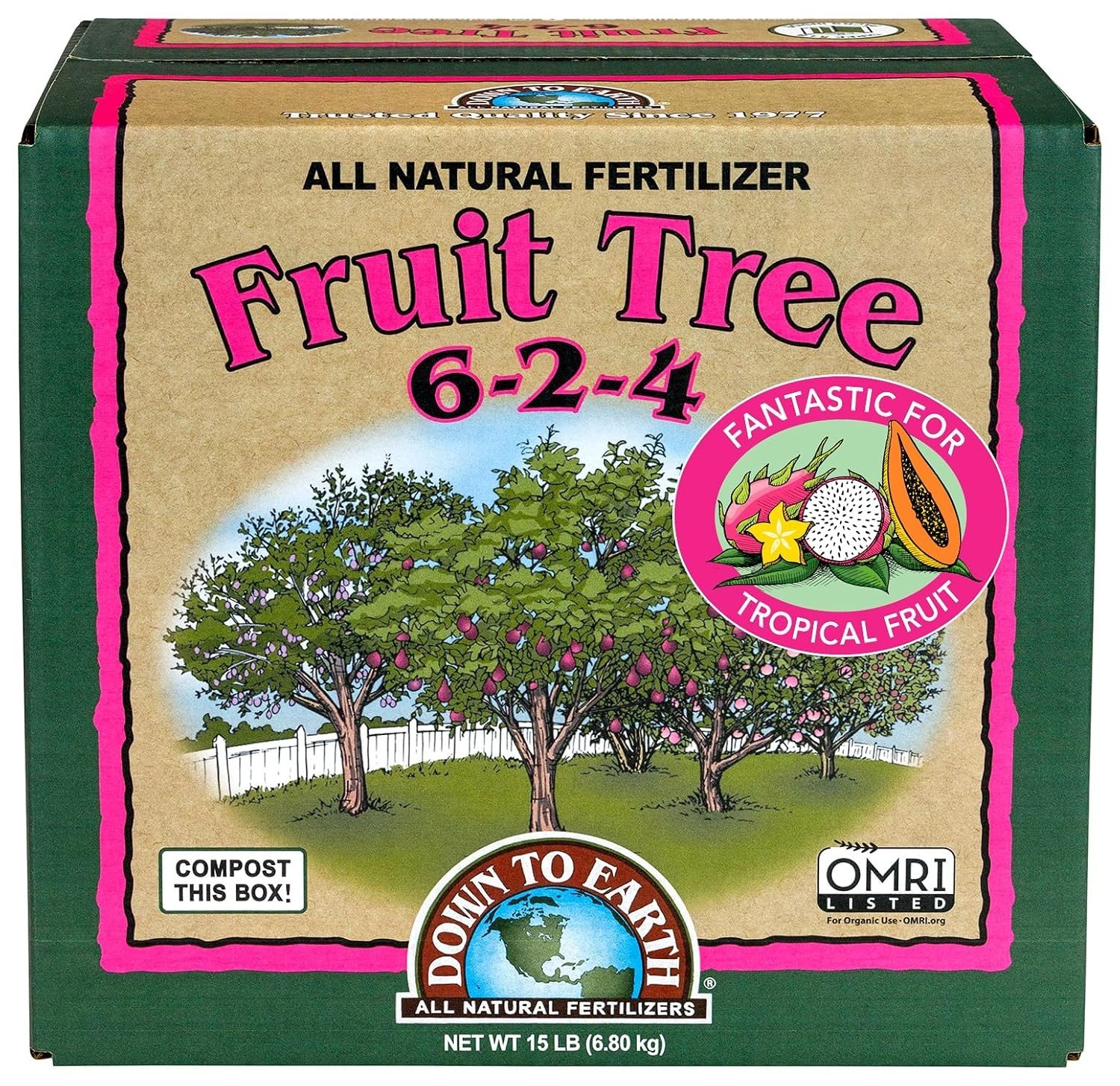 Balanced 6-2-4 Organic Fruit Tree Fertilizer, 15 lb for Vibrant Growth